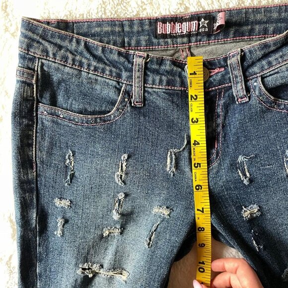 Vintage Bubblegum Distressed Low Rise Flare Jeans - Picture 8 of 8